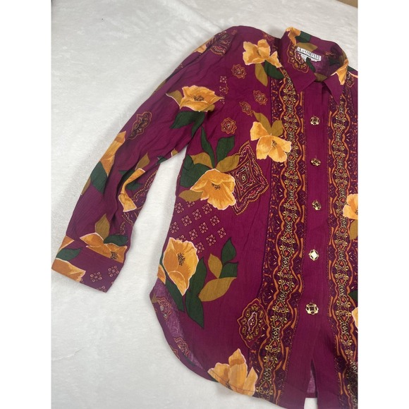 Vintage SK‎ & Company Shirt Womens Petite Small Floral Long Sleeve Button Up 90s - Picture 2 of 13